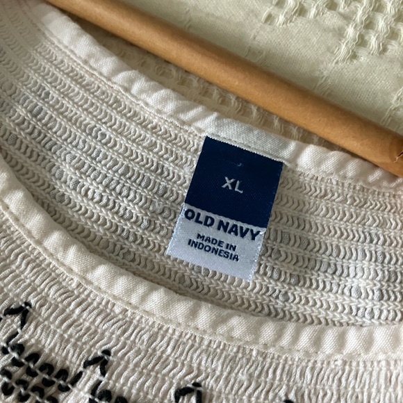 OLD NAVY Off White and Black Embroidered Boho Cotton Blend Tiered Dress Size XL - Picture 12 of 13